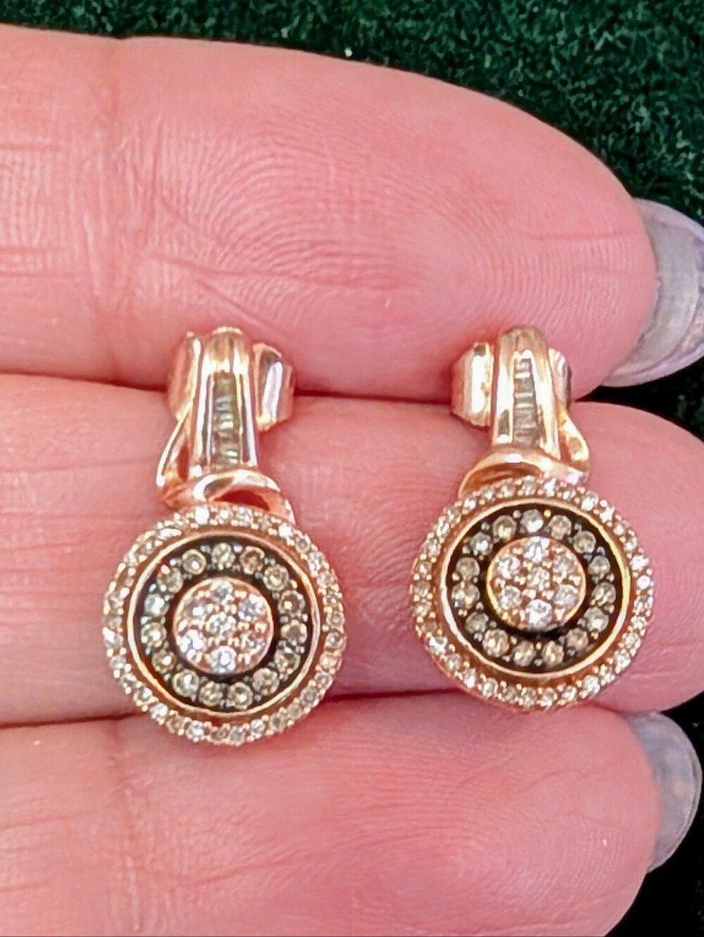 Helzberg Diamonds Rose Gold and Clear Crystal Circle Drop Earrings
